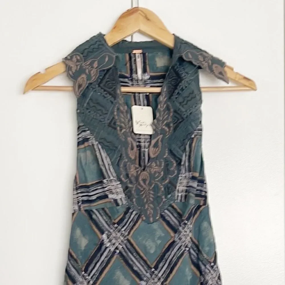 Free People Lana Printed Midi Dress Size 0 - Picture 5 of 11